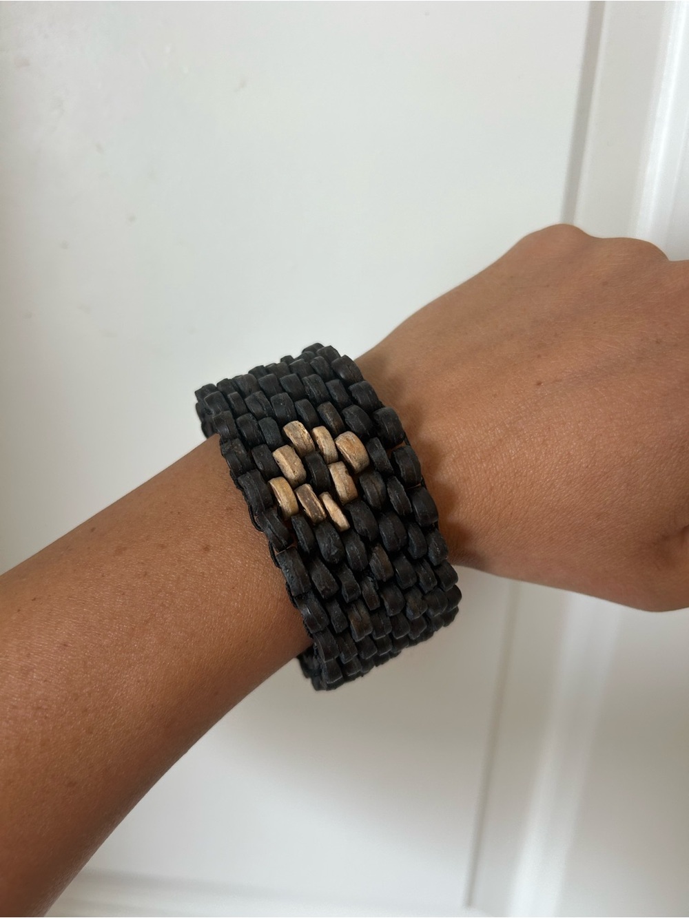 Hand beaded wooden chunky Stretch Bracelet bangle
